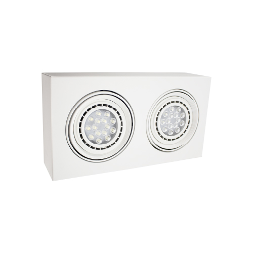 Plafón cardánico para dos luces AR111 blanco texturado 37x19x7x10cm